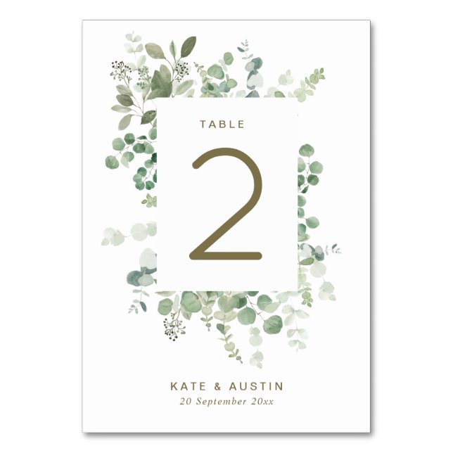 Numéro de la table mariage de l'eucalyptus aquarel (Par défaut)