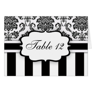 Numéro de la table noire blanc Damask