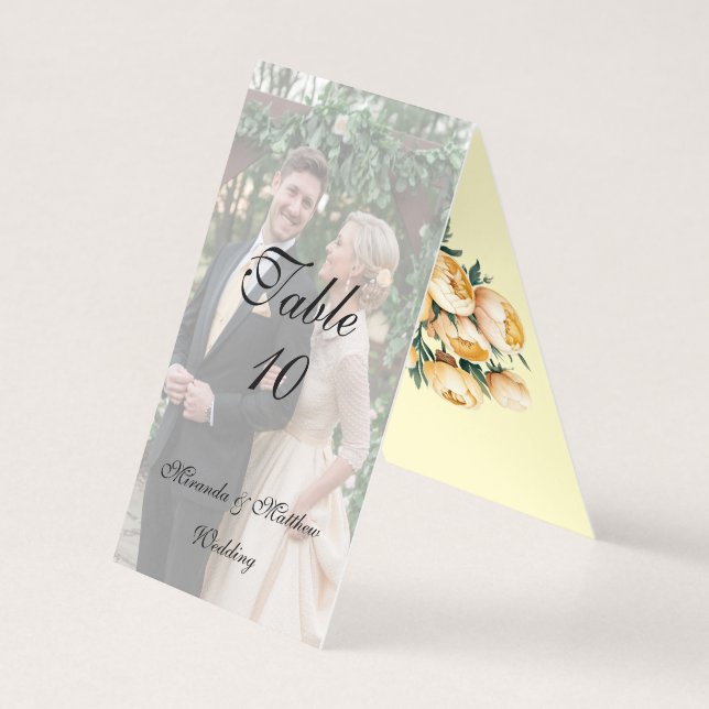 Numéro de la table photo du Mariage des roses jaun (Back)