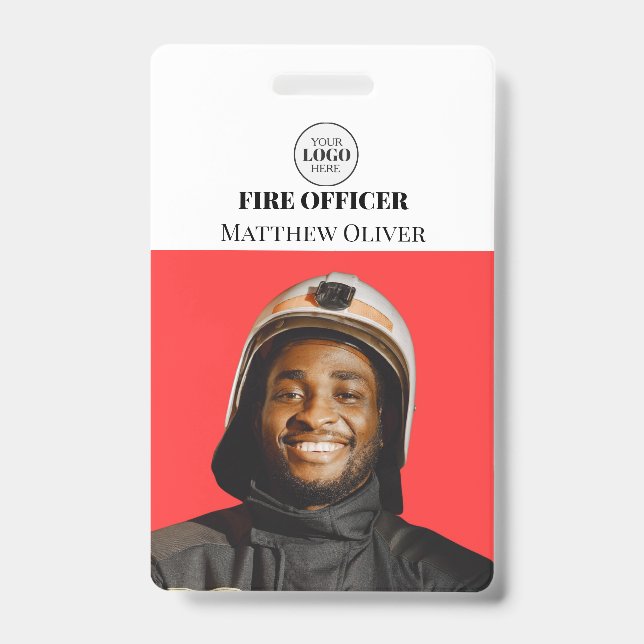 Numéro de pompier Photo Simple Logo Badge (Avant)