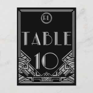 Numéro de table 10 de style Gatsby Art Déco Argent