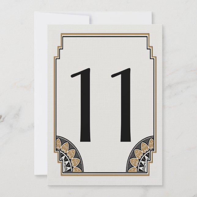 Numéro de table 11 en or Art déco élégant (Devant)
