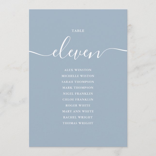 Numéro de table 11 Graphique de placement en écrit (Devant)