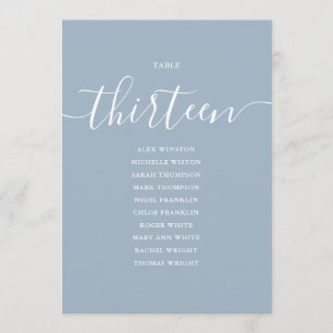 Numéro de table 13 graphique de placement en écrit