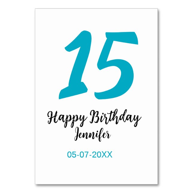 Numéro De Table 15e anniversaire quiencenera ajouter date année te (Par défaut)