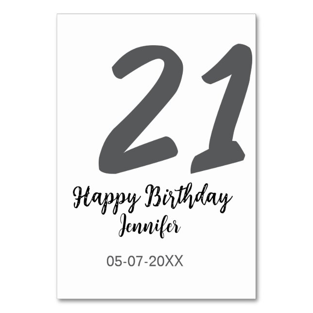 Numéro De Table 21e anniversaire ajouter nom date année noire modè (Par défaut)