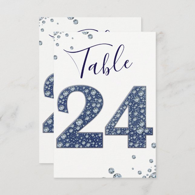 Numéro de table 24 paillettes Denim & Diamonds Bli (Devant / Derrière)