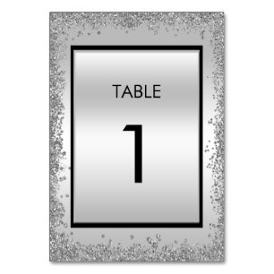 Numéro De Table 25e anniversaire du Mariage Glitzy Silver & Black