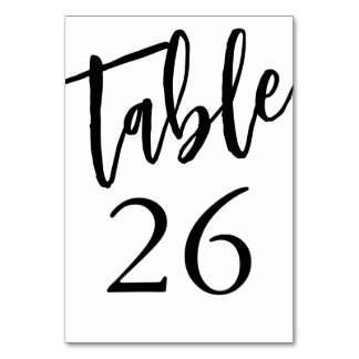 Numéro de table 26 de table minimaliste noir et bl