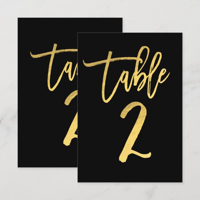 Numéro de table 2 en écriture moderne avec feuille (Devant / Derrière)