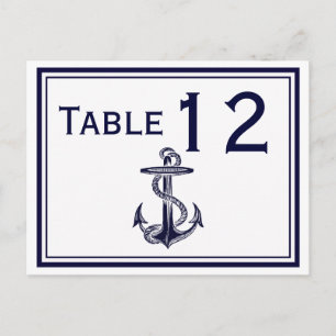Numéro de table 2H encadré bleu marine Ancre nauti