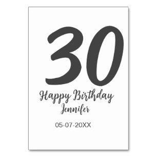 Numéro De Table 30e anniversaire ajouter nom date année noir modèl
