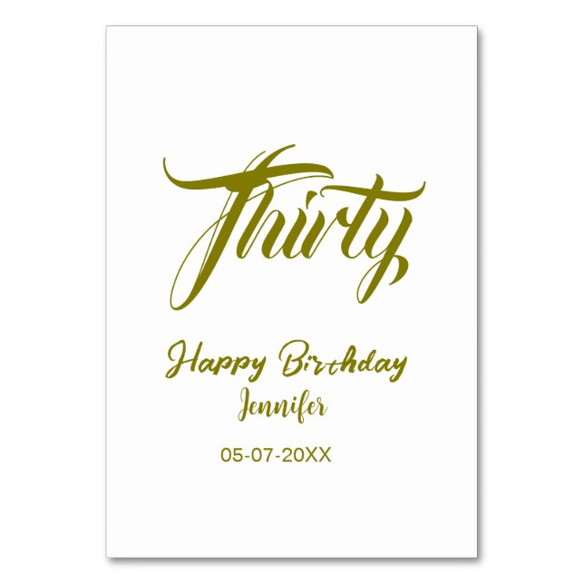 Numéro De Table 30e anniversaire ajouter nom date année or modèle  (Par défaut)