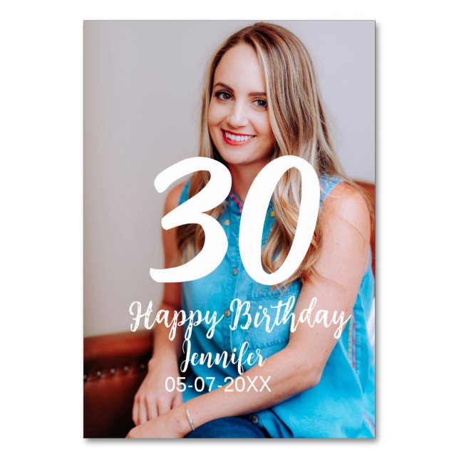 Numéro De Table 30e anniversaire ajouter nom date année photo blan (Par défaut)