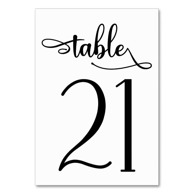 Numéro de table 3.5x5 noir et blanc | Tableau 21 (Dos)