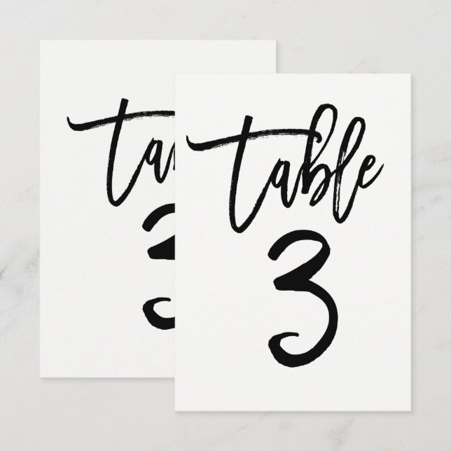 Numéro de table 3 de style moderne tendance écritu (Devant / Derrière)