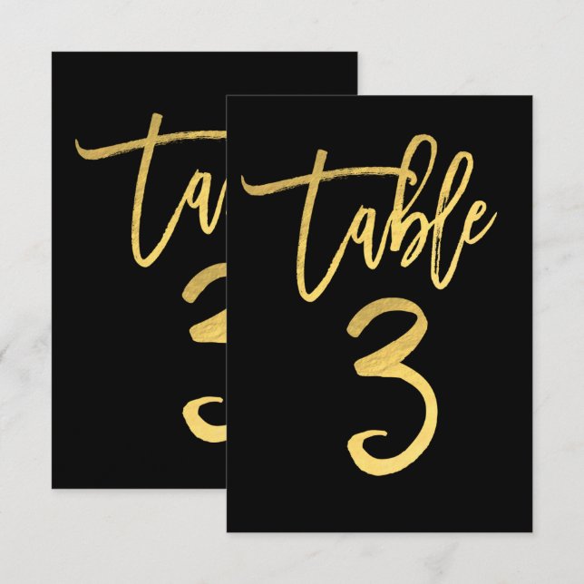 Numéro de table 3 écriture moderne élégante feuill (Devant / Derrière)