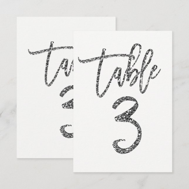 Numéro de table 3 écriture moderne tendance paille (Devant / Derrière)