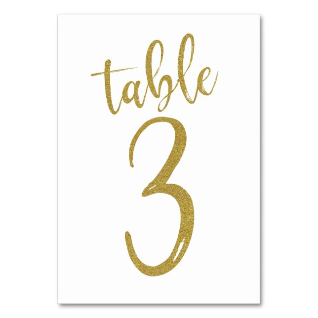 Numéro de table 3 en paillettes dorées (Par défaut)