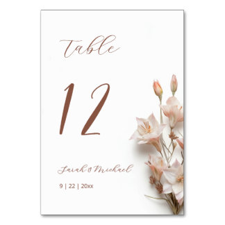 Numéro De Table 3D Boho FlowersWedding