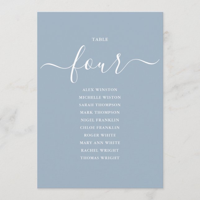 Numéro de table 4 de plan de table écriture Bleu P (Devant)