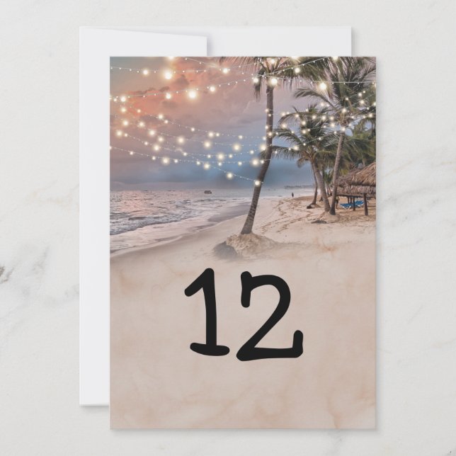 Numéro de table 5x7 Lumières de plage tropicale (Devant)