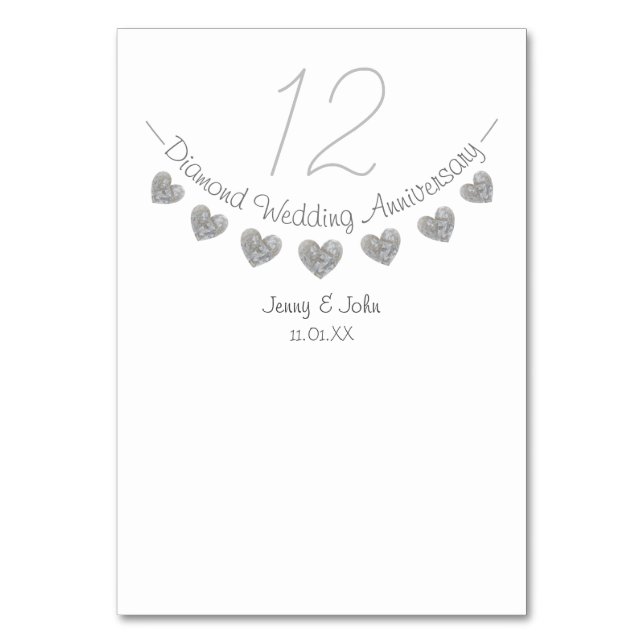 Numéro De Table 60e anniversaire du mariage du coeur de diamant (Dos)