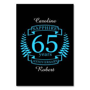 Numéro De Table 65e ANNIVERSAIRE Mariage SAPPHIRE