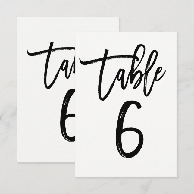 Numéro de table 6 écriture moderne tendance de typ (Devant / Derrière)