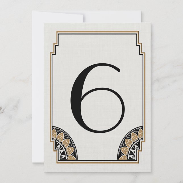 Numéro de Table 6 Posh Or Art Déco (Devant)