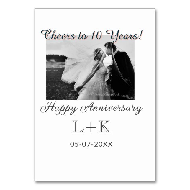 Numéro De Table À 10 ans d'anniversaire joyeux ajoutez photo dat (Par défaut)