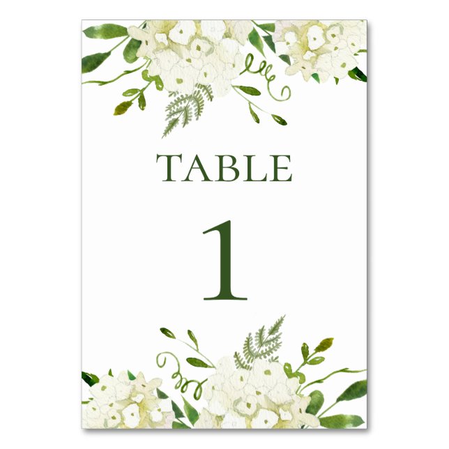 Numéro de table à aquarelle florale d'hortensia bl (Par défaut)