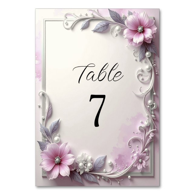 Numéro de table à cadre floral rose (Par défaut)
