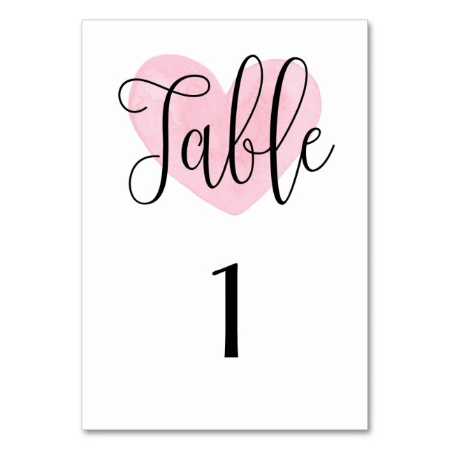 Numéro de table à cœur rose. Mariage moderne roman (Par défaut)