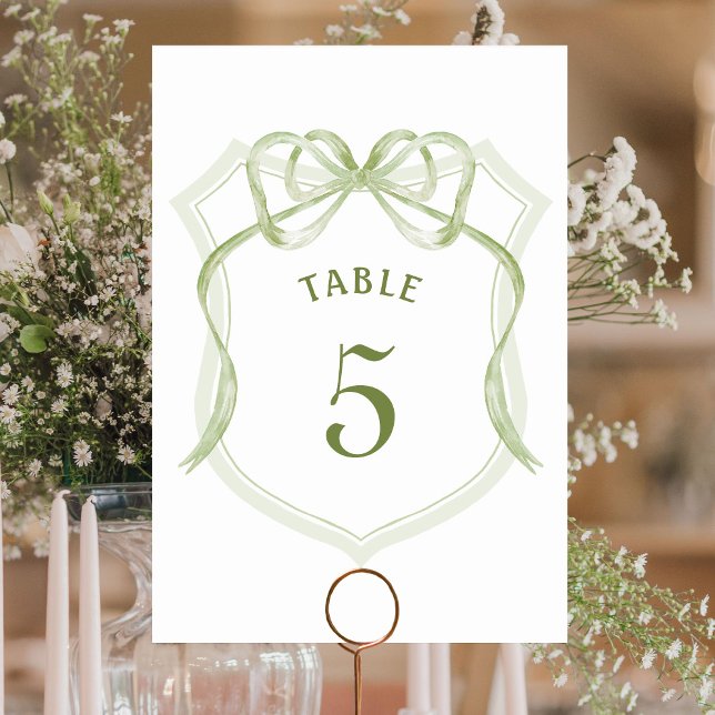 Numéro de table à crête de ruban vert sauge (Créateur téléchargé)