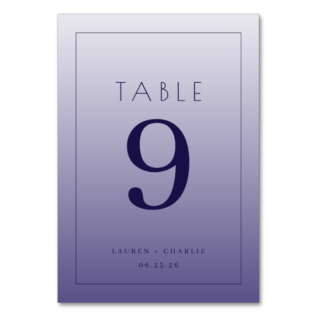 Numéro de table à dégradé violet élégant (Par défaut)