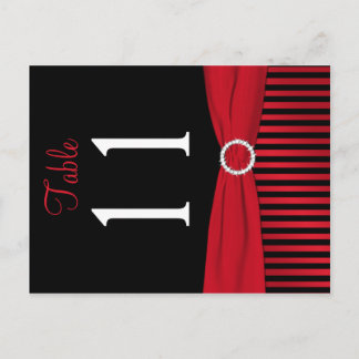 Numéro de table à deux côtés rouge et noir rayé
