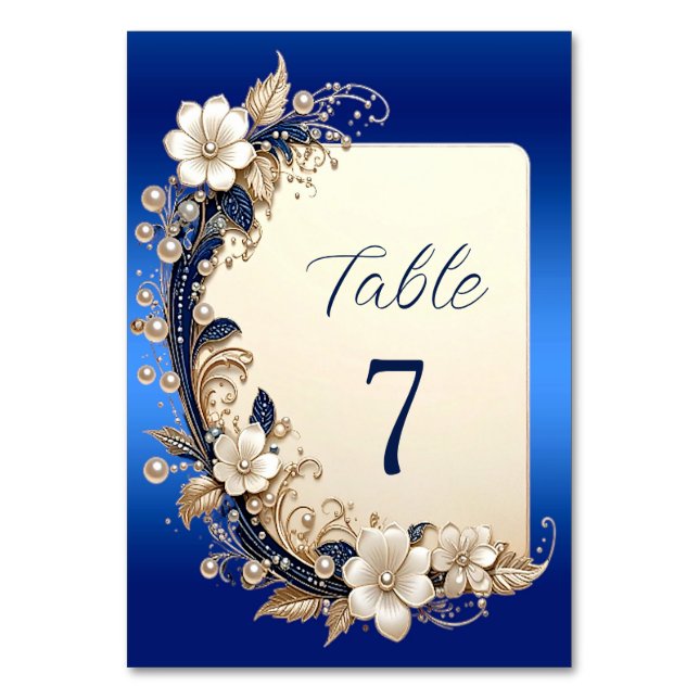 Numéro de table à embellissement floral bleu blanc (Par défaut)