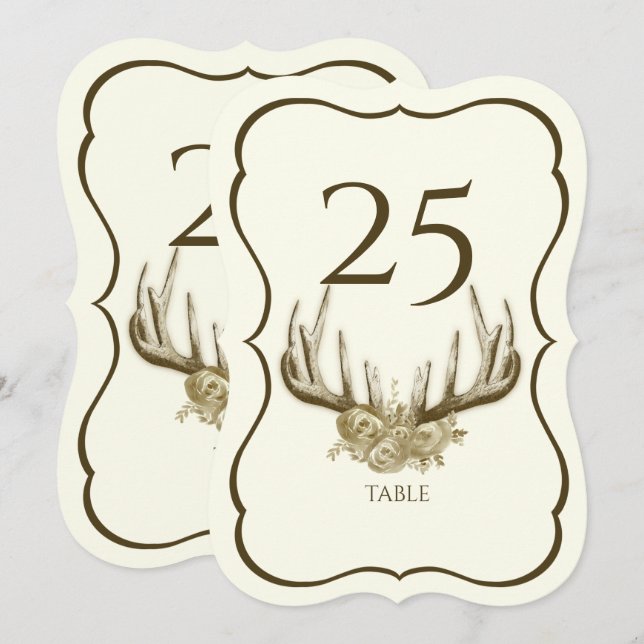 Numéro de table à festons de bois de cerf (Devant / Derrière)