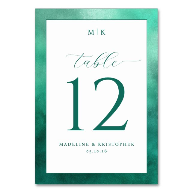 Numéro de table à l'aquarelle sarcelle élégante (Par défaut)