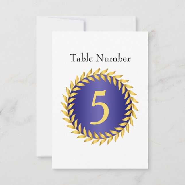 Numéro de table à monogramme Élégance Bleu Royal (Dos)
