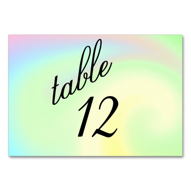 Numéro de table à motif arc-en-ciel pastel (Devant)