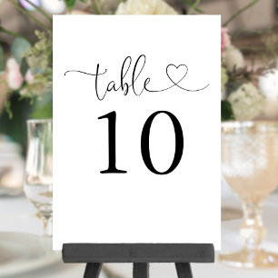 Numéro de table à motif de cœur noir et blanc