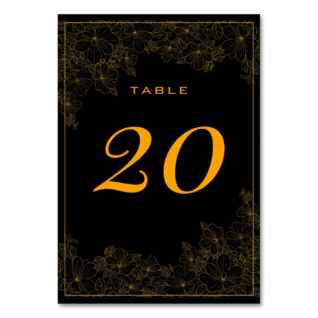 Numéro de table à motif doré subtil et noir élégan (Par défaut)