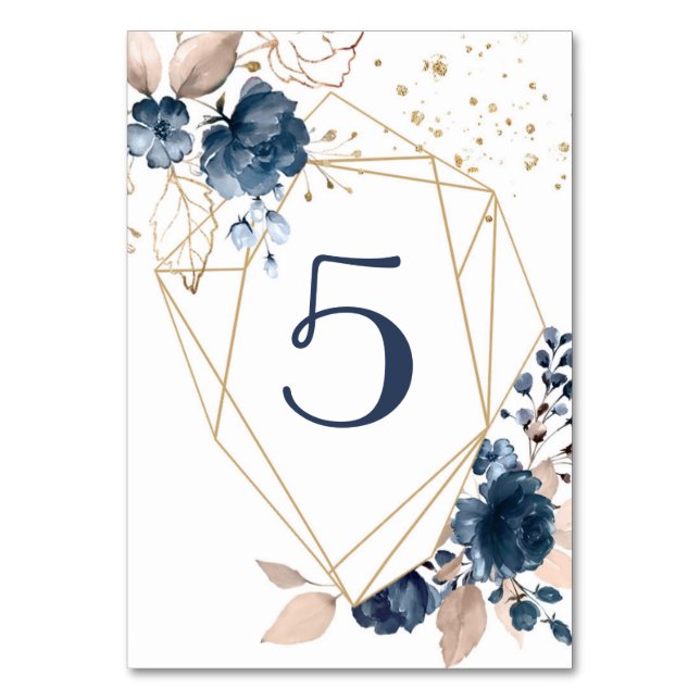 Numéro de table à motif floral géométrique bleu ma (Par défaut)
