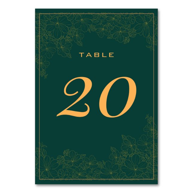 Numéro de table à motif subtil vert émeraude chic (Par défaut)
