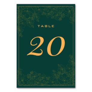 Numéro de table à motif subtil vert émeraude éléga