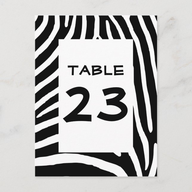 Numéro de table à motif zèbre (Devant)