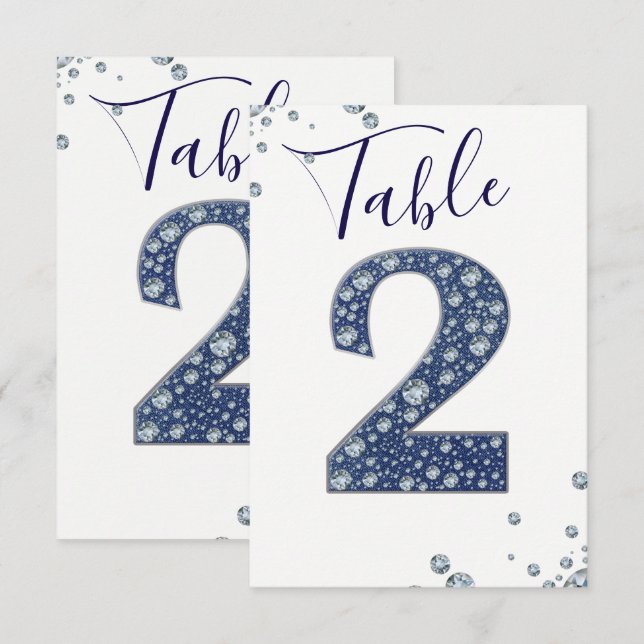 Numéro de table à paillettes Denim & Diamonds Blin (Devant / Derrière)