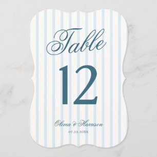 Numéro de table à rayures bleues de l'argent ancie